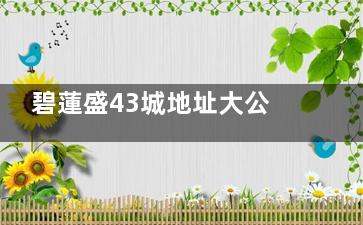 碧蓮盛43城地址大公開！北京朝陽/深圳福田/杭州西湖等門店更新，地鐵直達+無隱形消費